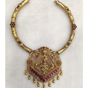 925 Pure Silver Stylish Navratan Necklace In Gold plating PO-216-44