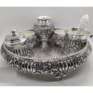 925 Pure Silver Antique Pooja Thali Set PO-263-29