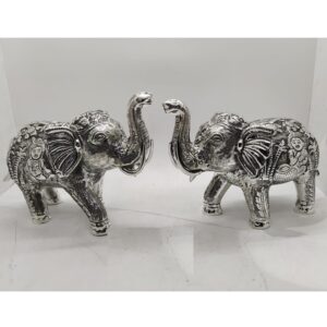 92.5 Pure Silver Elephant Pair With Raised Trunk PO-174-51