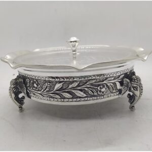 925 Pure Silver Serving Bowl with Pure Silver Cover PO-151-08.