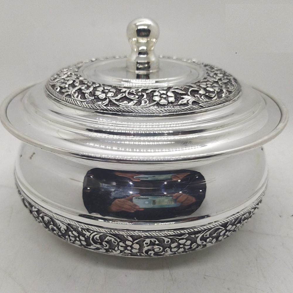 925 Pure Silver Serving Bowl with Pure Silver Cover PO-151-03.