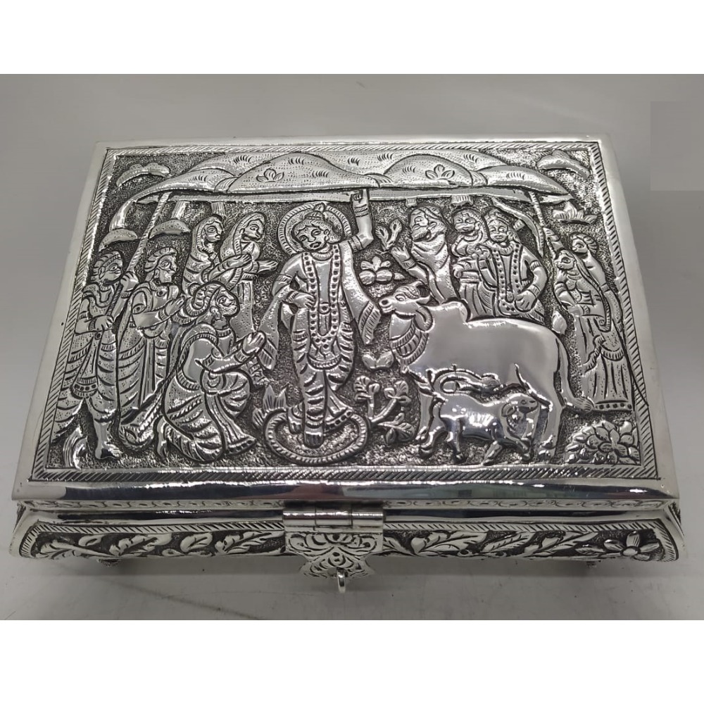 92.5 Pure Silver Dry Fruit Box In Fine Nakashii  PO-147-21