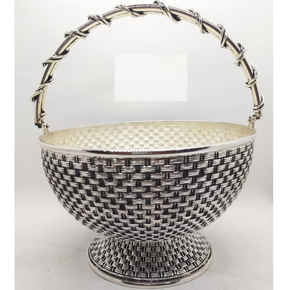 925 Pure Silver Designer Fruit & Flower Basket With Handle PO-162-14
