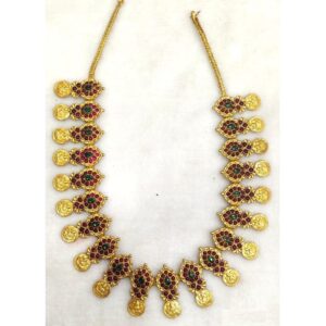925 Pure Silver Stylish Navratan Necklace In Gold plating PO-216-38
