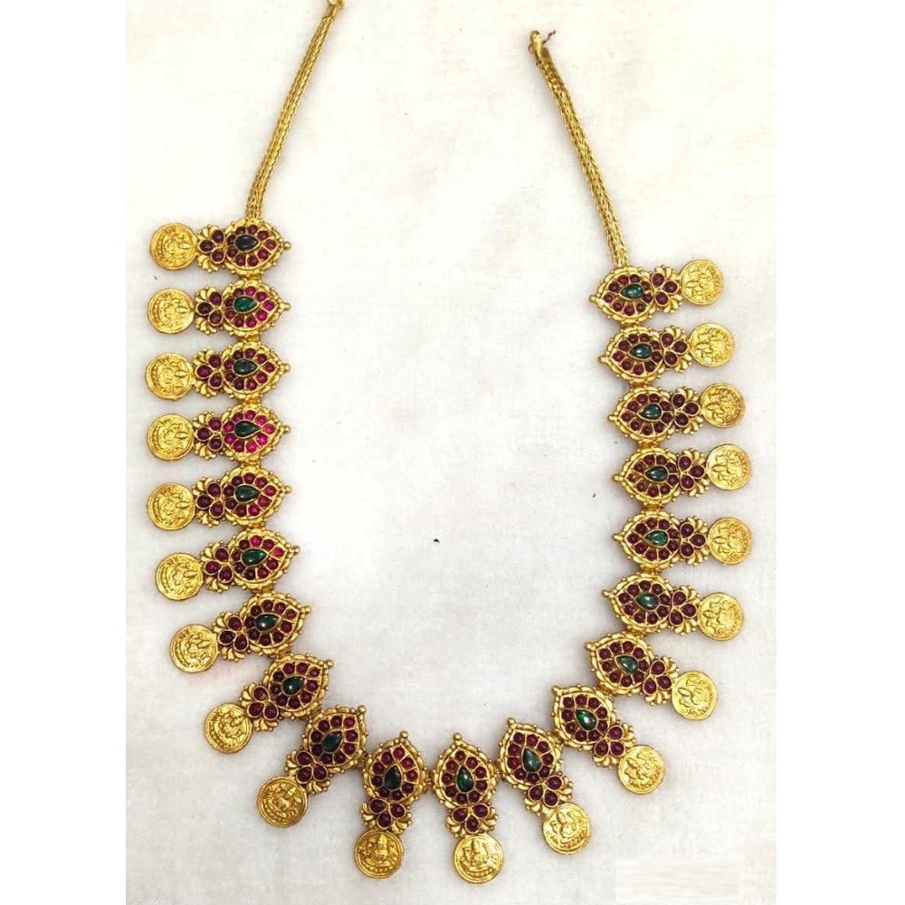 925 Pure Silver Stylish Navratan Necklace In Gold plating PO-216-38