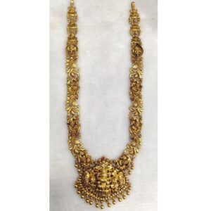 925 Pure Silver Stylish Navratan Necklace In Gold plating PO-216-36