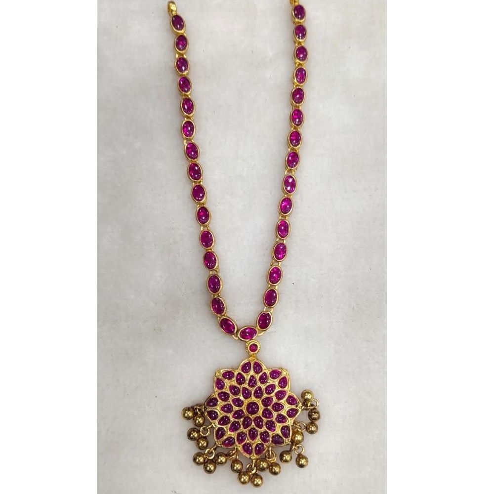 925 Pure Silver Stylish Navratan Necklace In Gold plating PO-216-29
