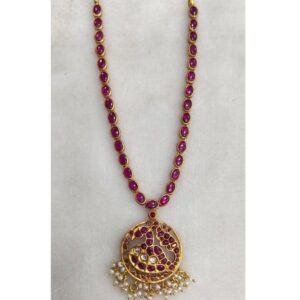 925 Pure Silver Stylish Navratan Necklace PO-216-25