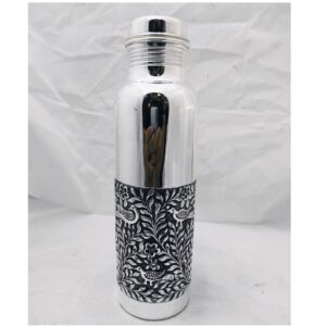 Stylish Pure silver bottle in fine antique nakashi po-243-06