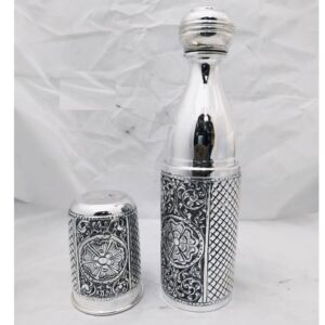 Pure Silver Bottle Glass Set in Fine Antique Nakashi PO-243-05