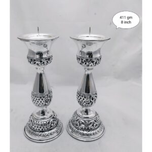 Pure Silver Candle Stands In Fine Antique Nakashii PO-339-03