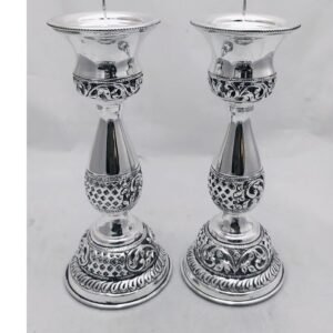 Pure Silver Candle Stands In Fine Antique Nakashii PO-339-03