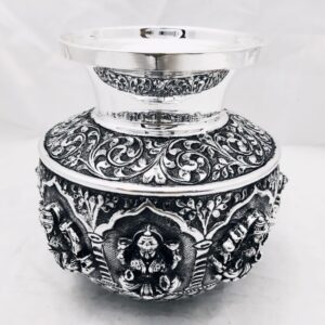 Pure Silver AshtLaxmi Kalash In High Rise Carvings PO-168-08