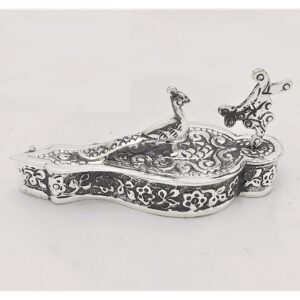 Pure Silver Chopra In Antique Mayur Carvings PO-169-02