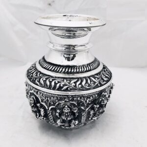 Pure silver asthalakshmi kalash in high rise carvings pO-168-10