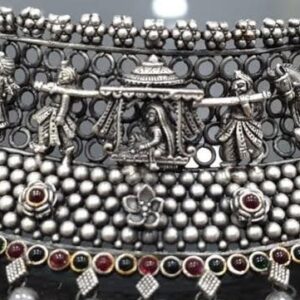 Pure Silver Choker on Doli & Barat Carvings in Antique PO-216-53