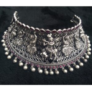 925 pure silver temple choker in antique polish pO-216-14