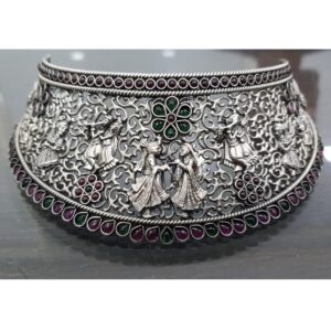925 pure silver temple choker in antique polish pO-216-11