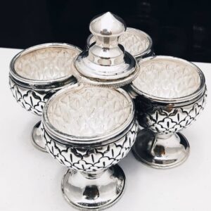 925 pure silver kankavati (stylish kumkum set) in antique pO-246-06
