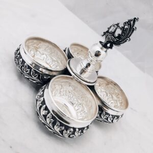 925 Pure Silver Mayur Kankavati In Antique Finish 4 Cups PO-246-03