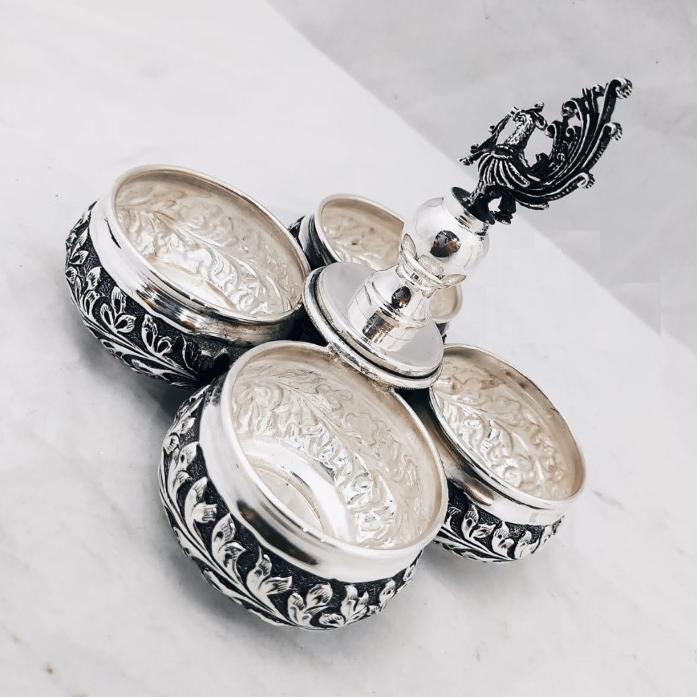 925 Pure Silver Mayur Kankavati In Antique Finish 4 Cups PO-246-03