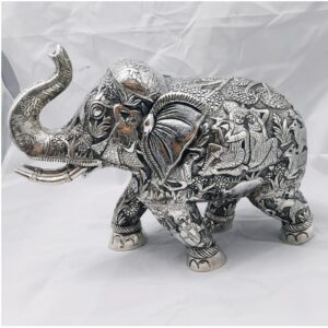 925 pure silver designer elephant in radha krishna figurine po-174-21