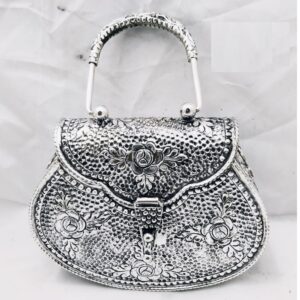 925 pure silver ladies clutch with handle in fine nakashii po-164-11
