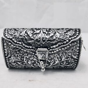 925 pure silver ladies clutch with handle in fine nakashii pO-164-09