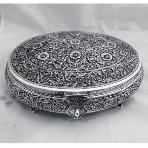 925 Pure Silver Dry Fruit Box (Pandan) In Deep Carvings PO-147-12