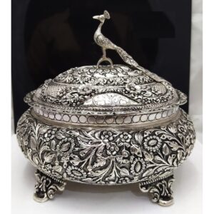 92.5 pure silver dry fruit box (pandan) in Deep Carvings pO-147-08