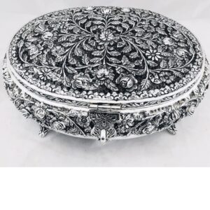 92.5 pure silver dry fruit box (pandan) in fancy shape po-147-03