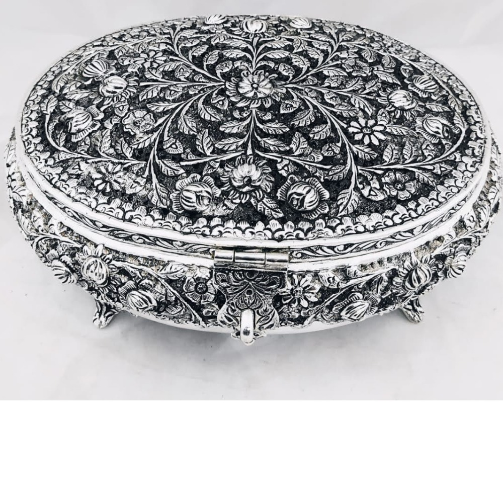 92.5 pure silver dry fruit box (pandan) in fancy shape po-147-03