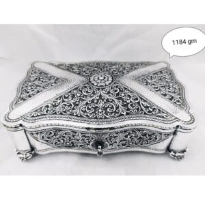 92.5 pure silver dry fruit box (pandan) in fancy shape po-147-02