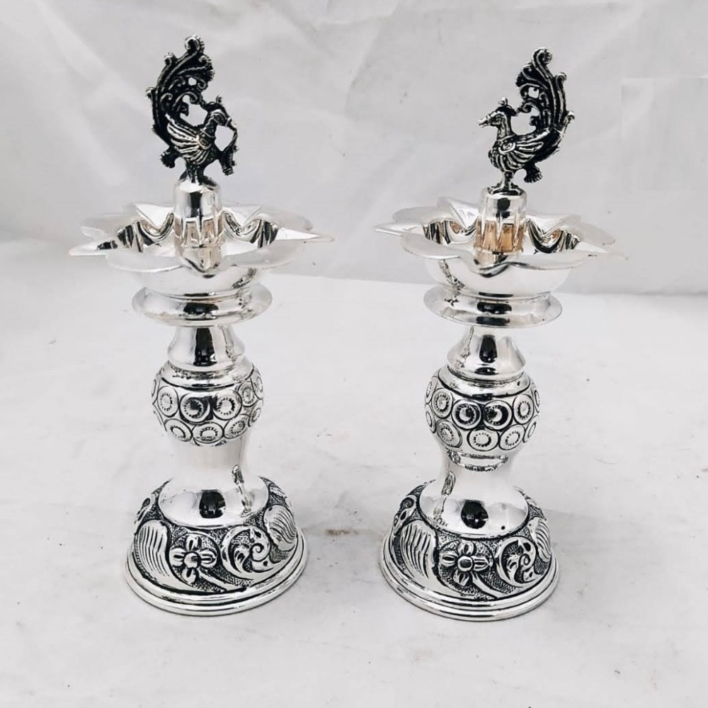 925 pure silver lamp samayi in Antique Work pO-143-06