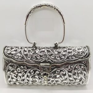 925 pure silver ladies clutch With Handle in fine nakashii pO-164-07