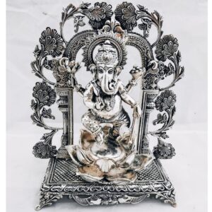 925 Pure Silver Ganesha Idol in Dancing Mudra 8Inch PO-174-12