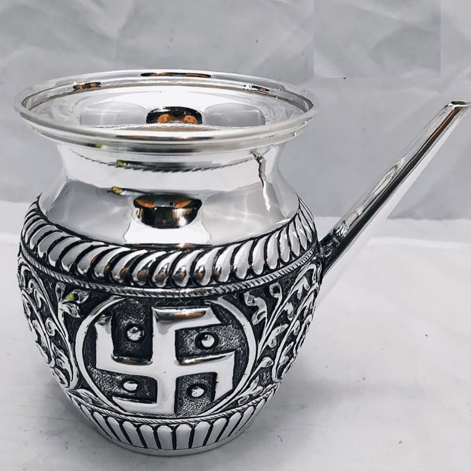 925 pure silver om swastik karwa in antique finish po-165-06