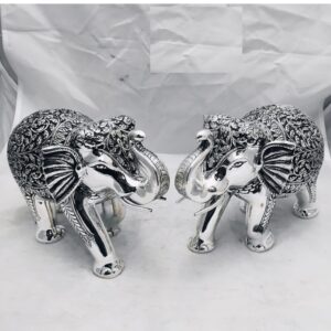 92.5 Pure Silver Elephant Pair With Raised Trunk PO-174-11