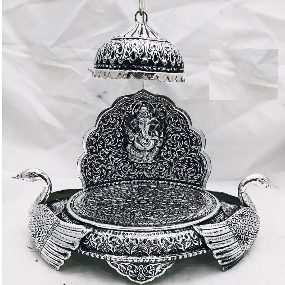 925 pure silver antique singhasan with duck legs po-141-03