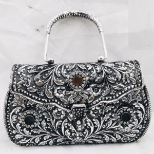 925 pure silver ladies purse with handle in fine nakashii pO-164-02