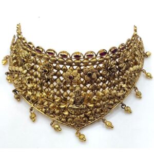925 pure silver temple choker in golden polish pO-216-04