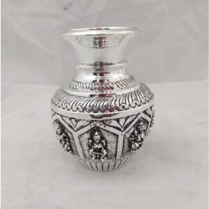 92.5 pure silver lakshmi vase in high embossing pO-168-02