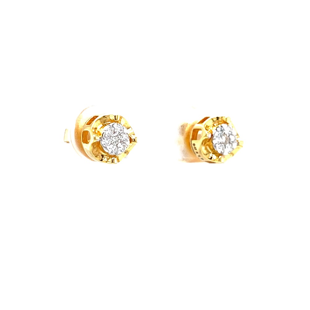 Kreis pressure set diamond studs with gold bracket - Image 2