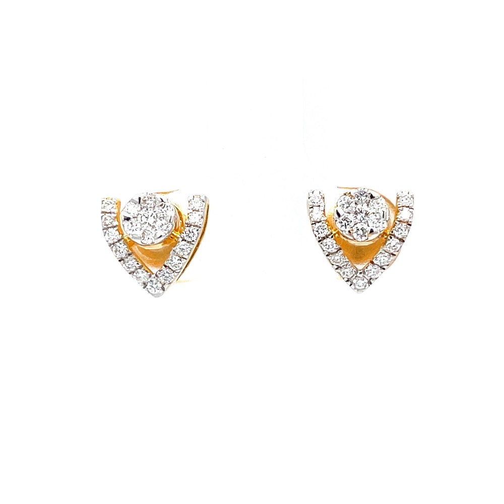 Pressure set with v shape line stud in premium quality diamonds