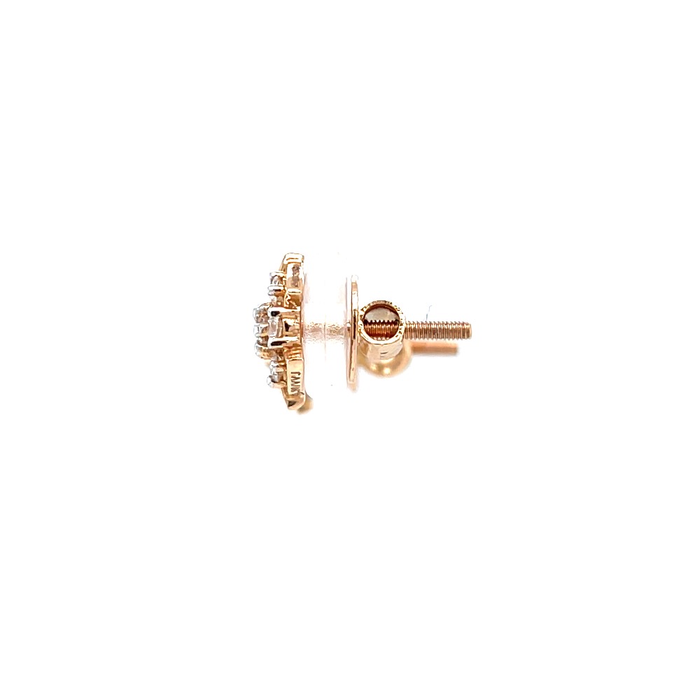 Seven diamond star stud with pizza shape design in rose gold - Image 4