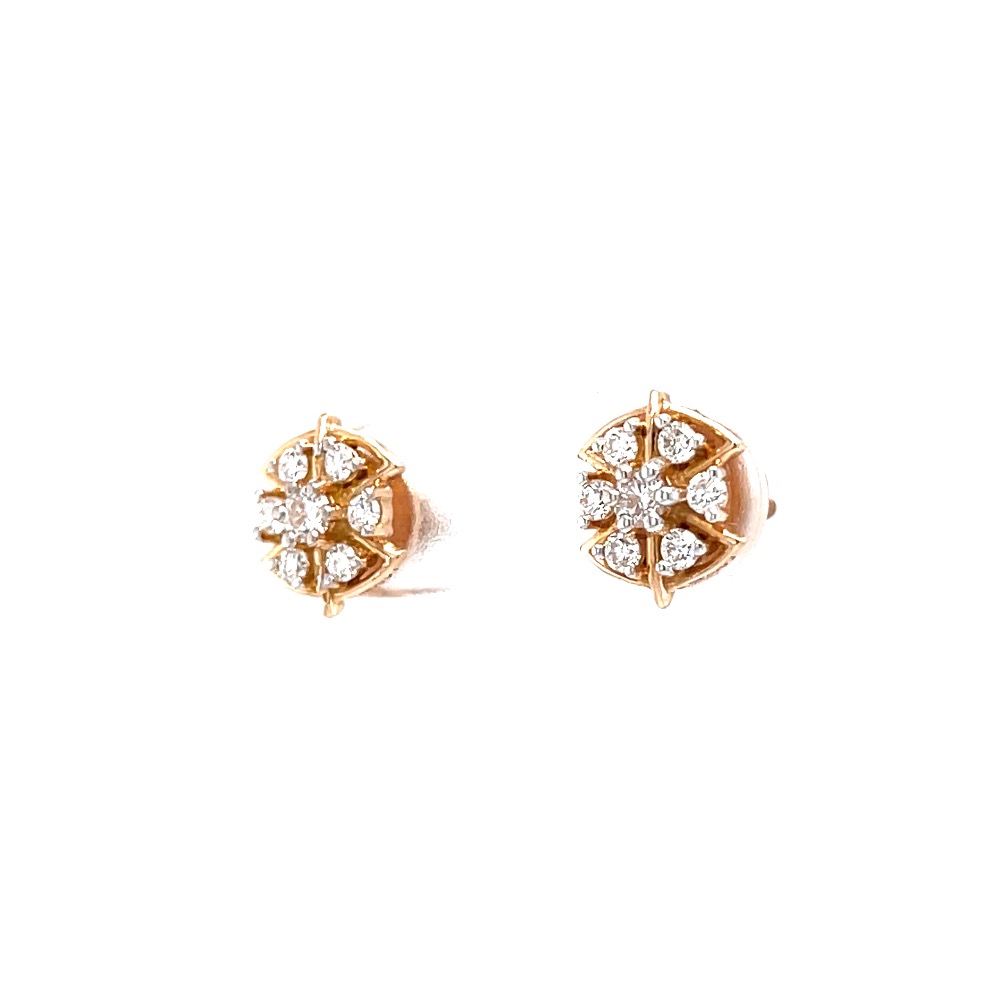 Seven diamond star stud with pizza shape design in rose gold - Image 3