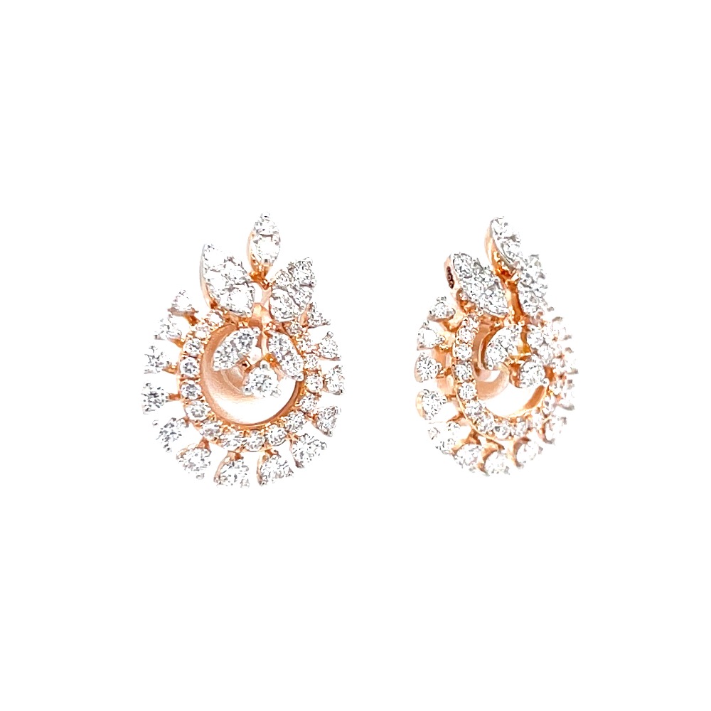 Three petals as motif in a circular diamond stud - Image 2