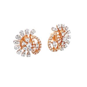 Asymmetrical diamond stud in 18k rose gold