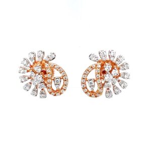 Asymmetrical diamond stud in 18k rose gold