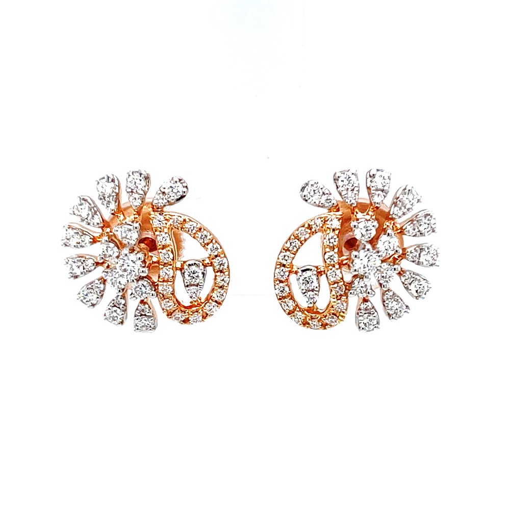 Asymmetrical diamond stud in 18k rose gold